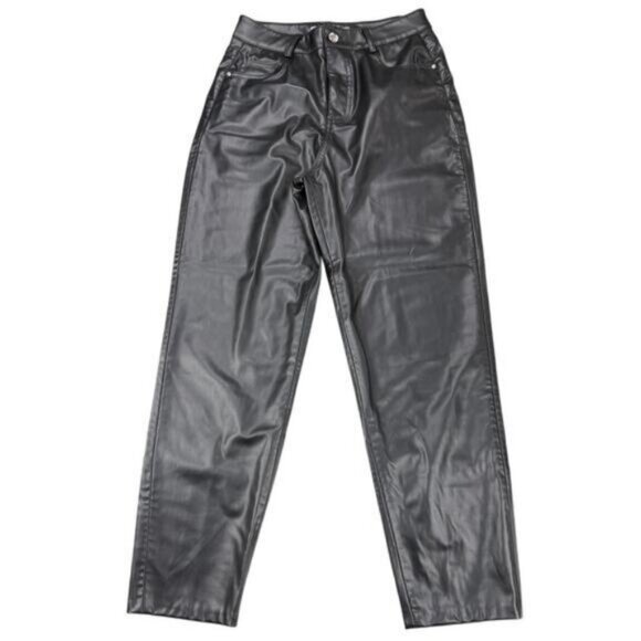 Zara Mom Faux Leather Pants In Black Womens Size 4 - Picture 3 of 6
